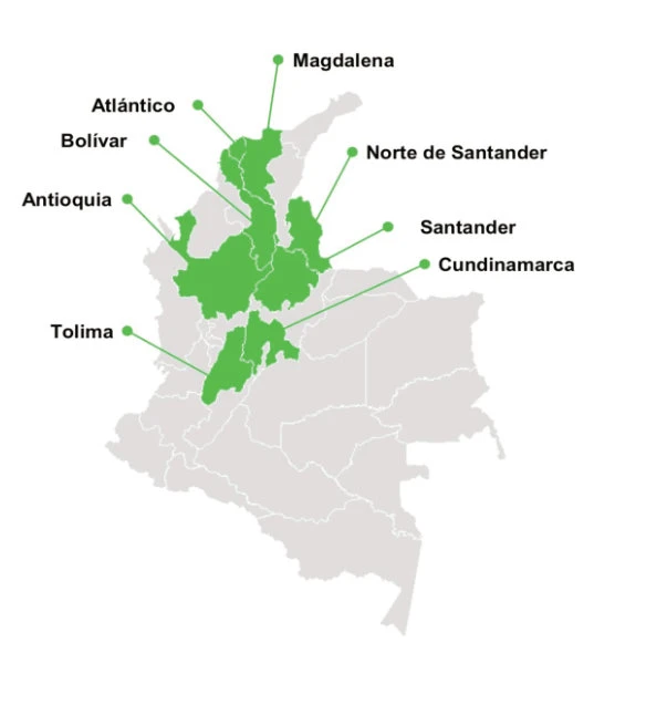 Mapa de las tiendas Ísimo evaluadas en el país
