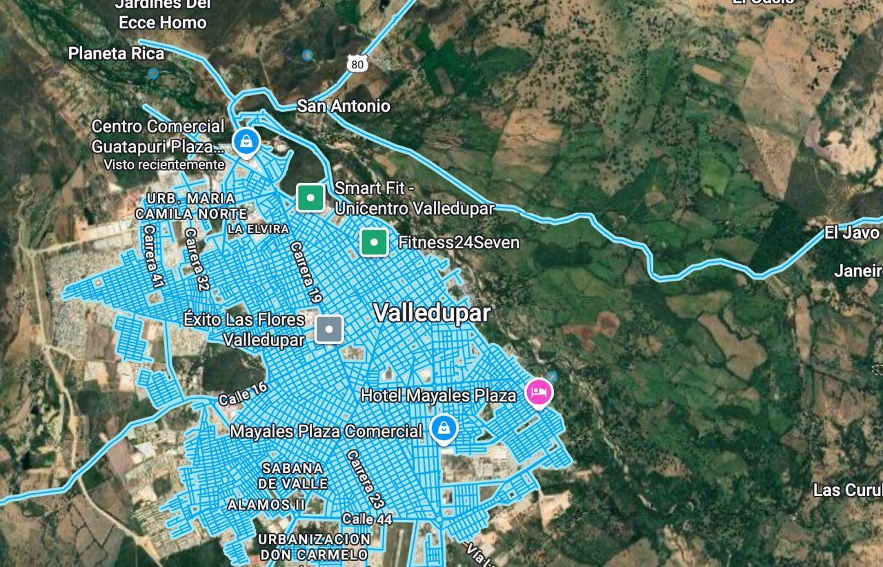 Mapa del canal ferretero georreferenciado en los siete departamentos de la Costa Caribe.